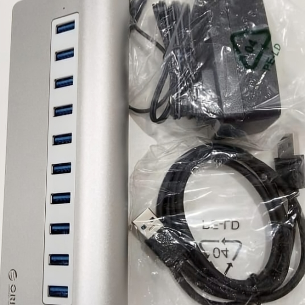ORICO 10-Port Aluminum USB 3.0 HUB – Silver (Model: 5700) | Mac & Windows Compatible