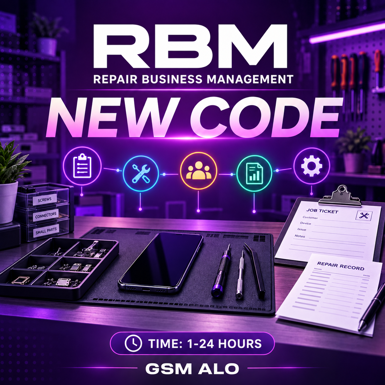 RBM Repair Business Management New Code repair shop workflow poster
